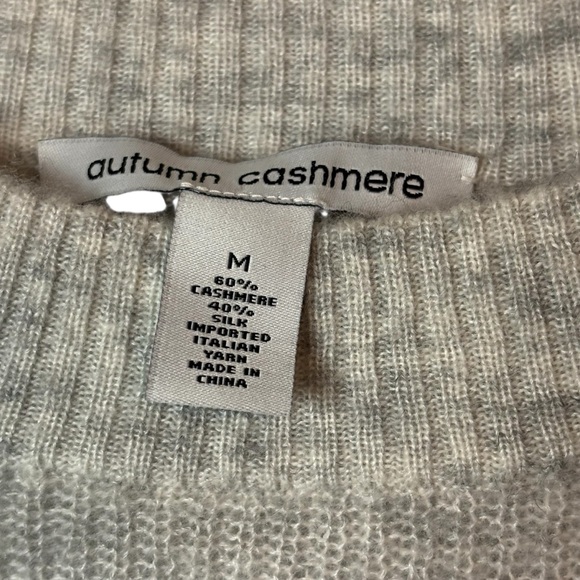 Autumn cashmere silk shaker flare sleeve short sleeve cloud crew sweater size M - Picture 9 of 13